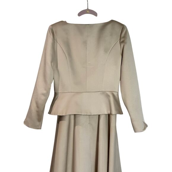 Vintage Formal Beaded Black Tie Oleg Cassini Gold Dress Coat Opera‎ Gown Set - Picture 12 of 16